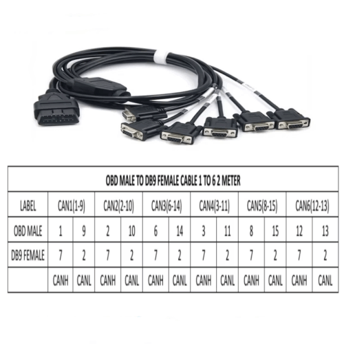 OBD Cable 6 in 1 16 pin male to six db9 female